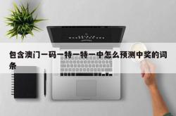 包含澳门一码一特一特一中怎么预测中奖的词条