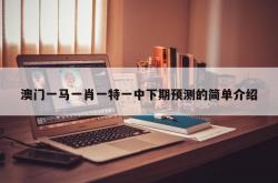 澳门一马一肖一特一中下期预测的简单介绍